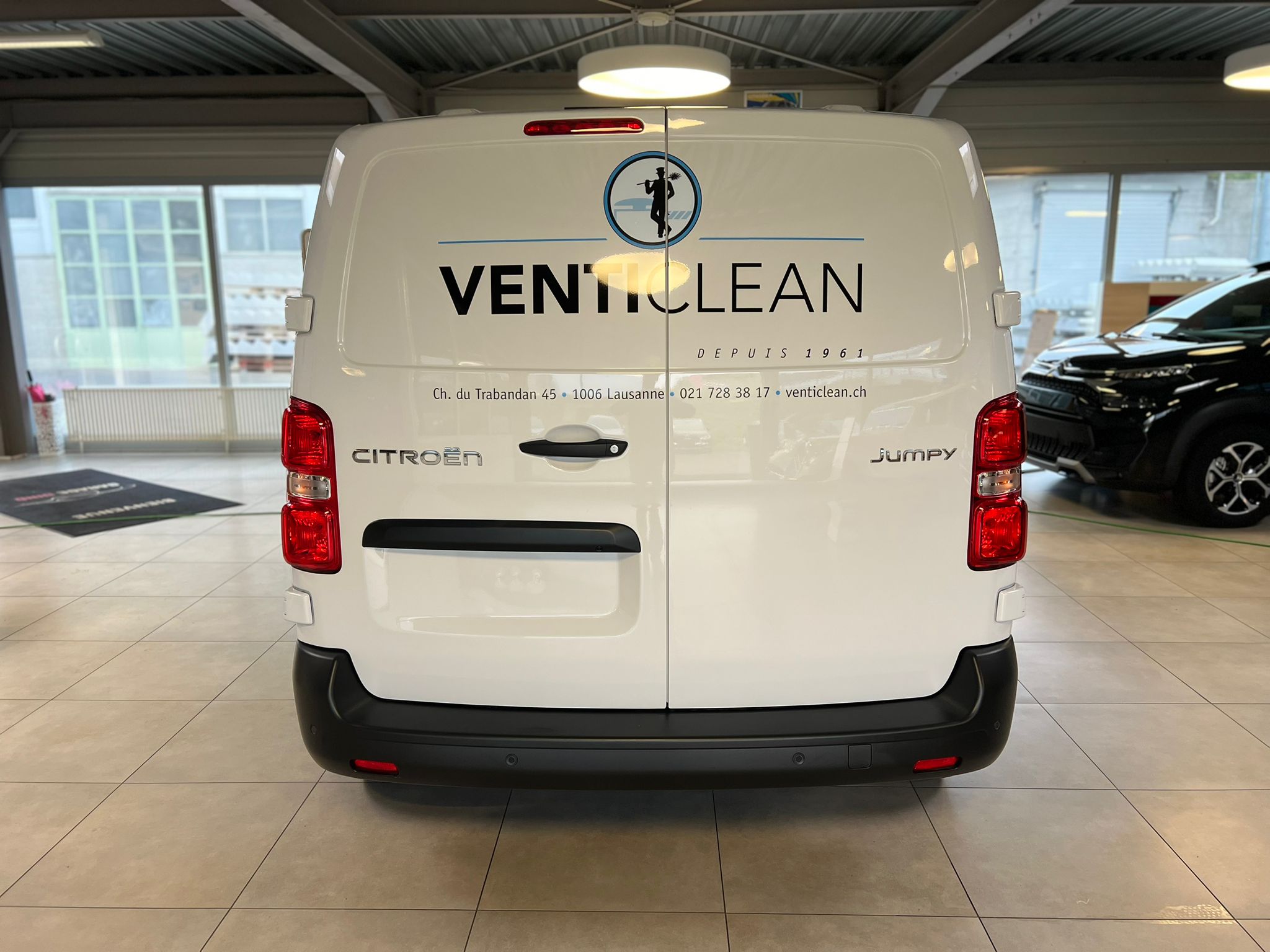 the back of a white van