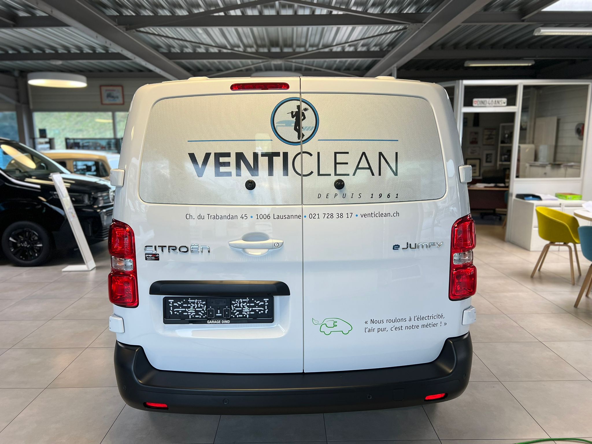 the back of a white van