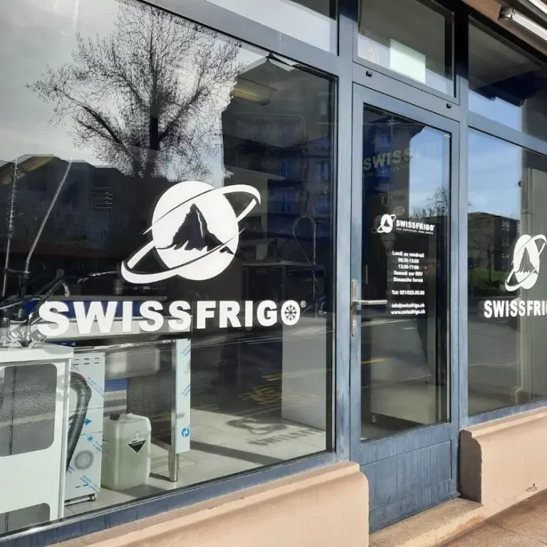 a store front with glass doors