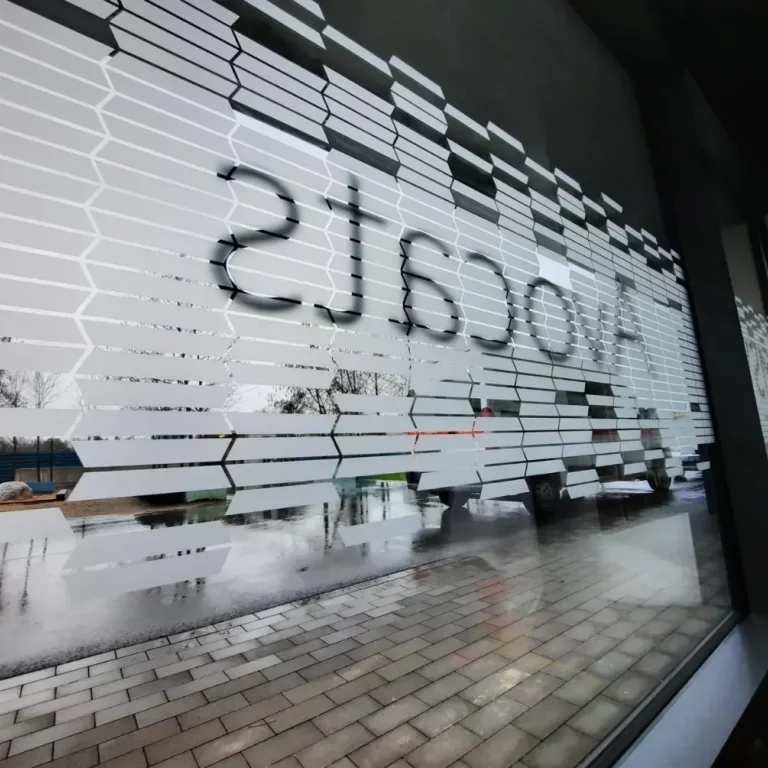 a window with a sign on it